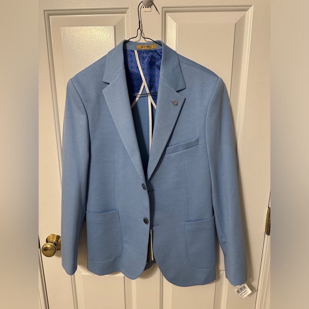 SUITMAN baby blue suit two button jacket. Gorgeous color NWT